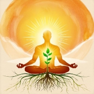 stylized illustration of person meditating