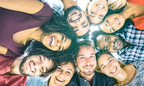 happy people in circle